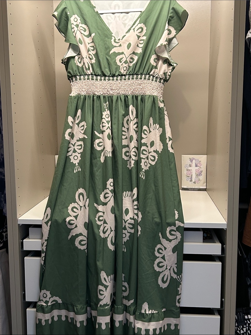 Beautiful Green Maxi Dress w/ Cap Sleeves Size XL